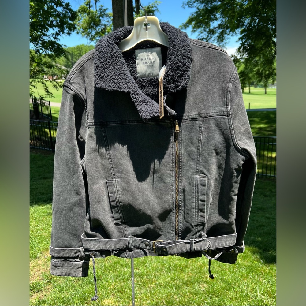 The Normal Brand Women's Denim Moto Jacket, Faded Black, Size Medium, NWT - Picture 3 of 8